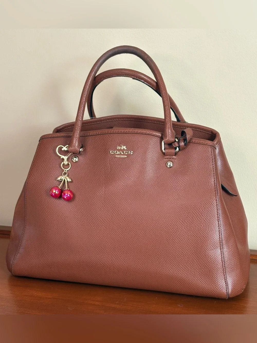 Coach Margot Carryall bag in saddle brown, crossgrain leather
